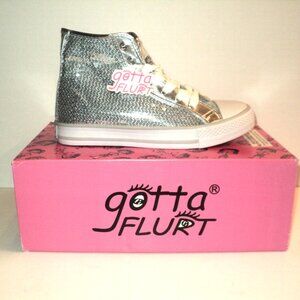 Gotta Flurt Women's Sz 6 M CA-Hi Disco Silver Sequin Sneakers Hip Hop Shoes NEW